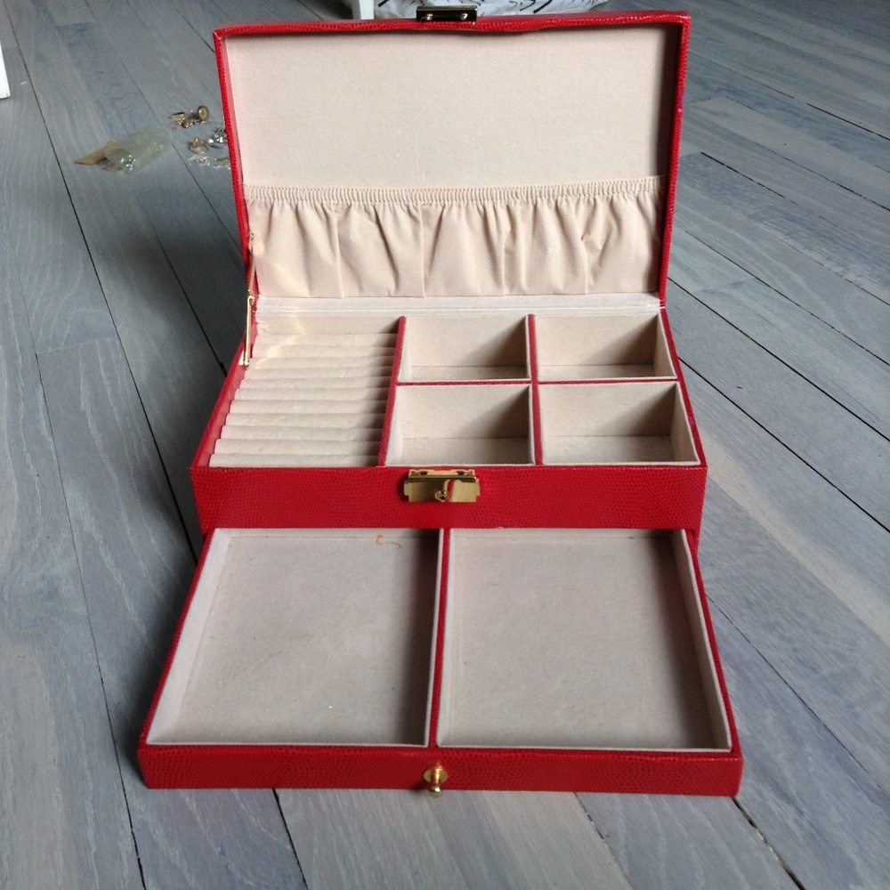Red Faux Snakeskin Jewelry Box